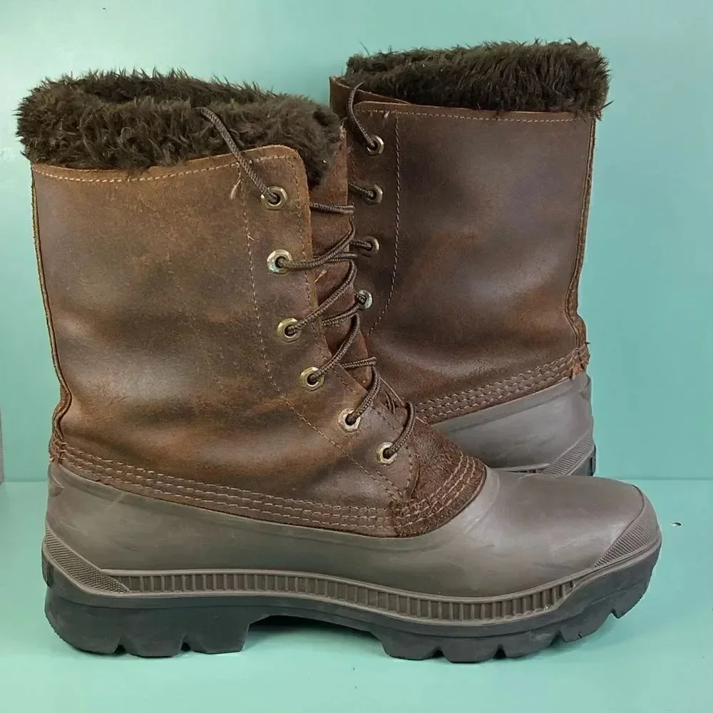 Sorel VTG Kaufman Manitou Boots shoes Brown Rubber Leather Size 10 Mens